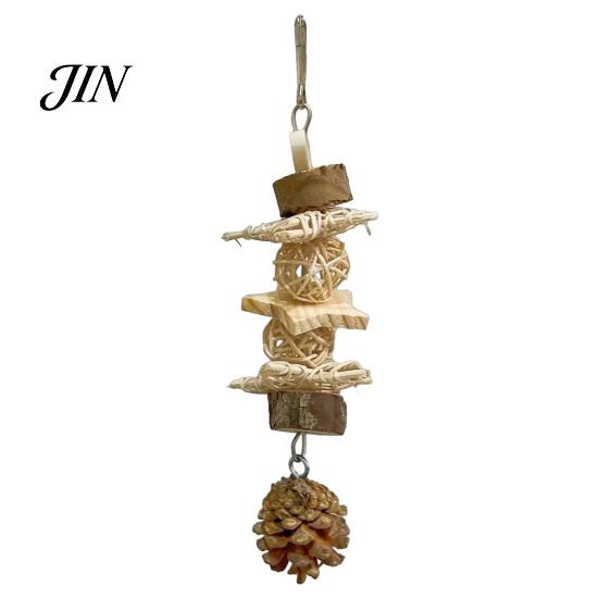 Wooden Parrot Chew Toy Toy, Pine Cone Bird Blocks Anxiety Relief Enrichment Cage Accessories for Small Medium Parrots Foraging Biting Beak Care
