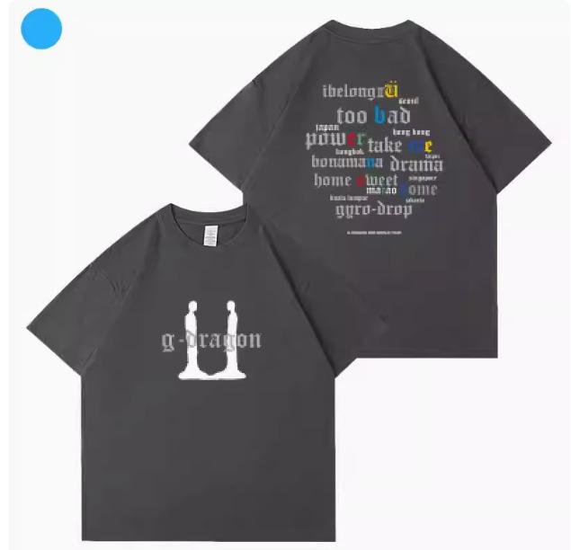 G Dragon UberUnisexsch Konzert T-Shirt Unisex Damen Kpop Mode Print Baumwoll-T-Shirt Sommer Kurzarm-T-Shirts Trend Lockere Kleidung