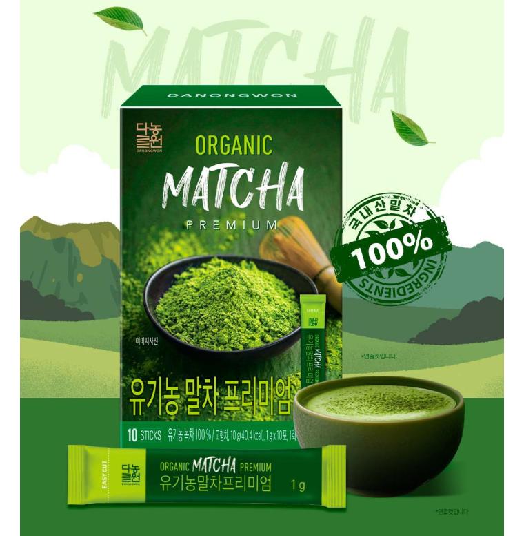 Danongwon Bio Prémiové Matcha Tyčinky – Pohodlný Korejský Zelený Čaj 10 Tyčinek