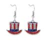 USA Independence Day Flag Wings Zinc Alloy Heart Earrings
