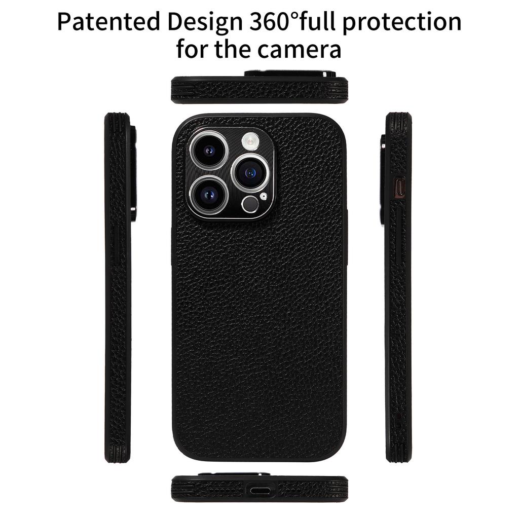 Suitable for iPhone15 Mobile Phone Case 13Pro Lychee Pattern All-inclusive Anti-drop Protective Case Apple 12 Solid Color Leather Case