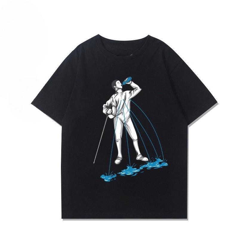 Fencing Fencing Fencing Flower Swordsmanship Retro Casual TShirt Mens and Womens Luxury Brand Top M