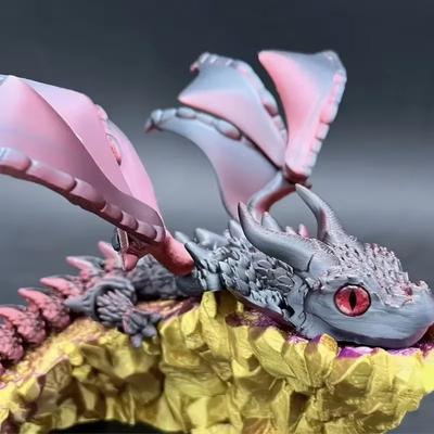 3D Printed 3D Printed Dragon Figurine Winged Design Multi-Jointed Movable Winged Carriage Dragon Tabletop Animal Decors