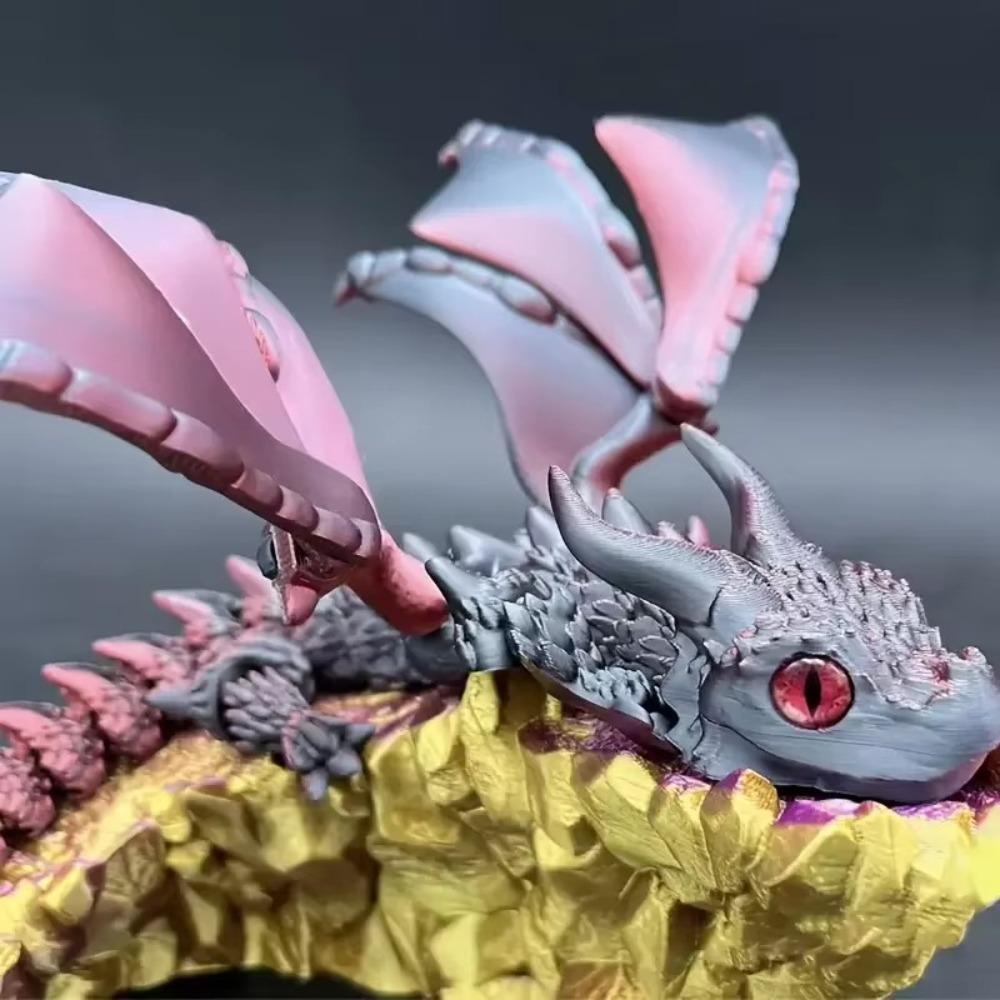 3D Printed 3D Printed Dragon Figurine Winged Design Multi-Jointed Movable Winged Carriage Dragon Dragon Collectible Item