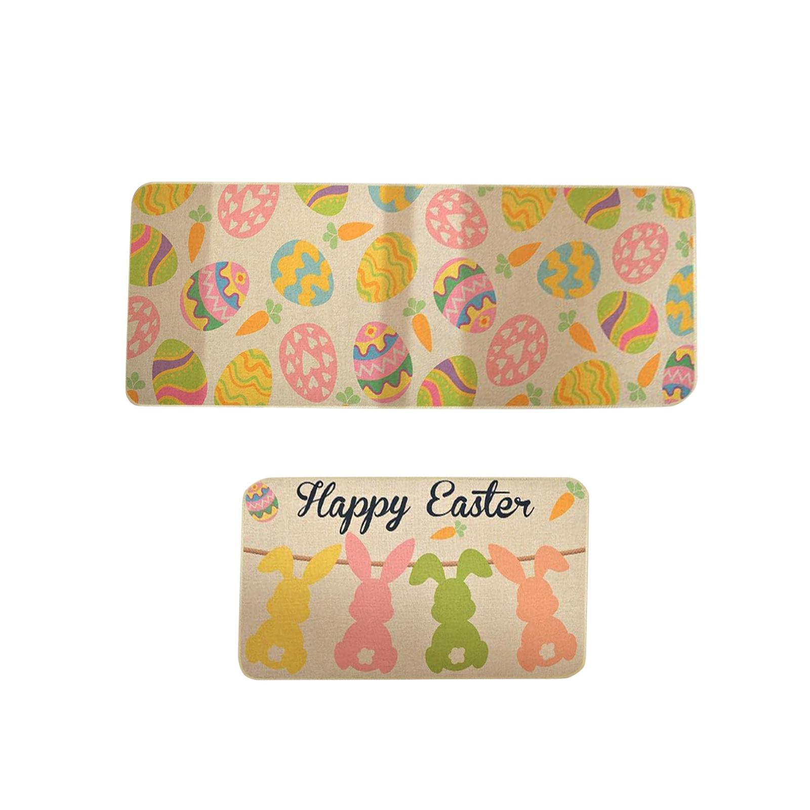 

Easter Kitchen Rugs Set Of 2,Carrot Rabbits Bunny Egg Kitchen Mats For Floor,Absorbent Rubber Bathroom Rugs Easter Door Mat Spring Holiday Indoor Home One Size