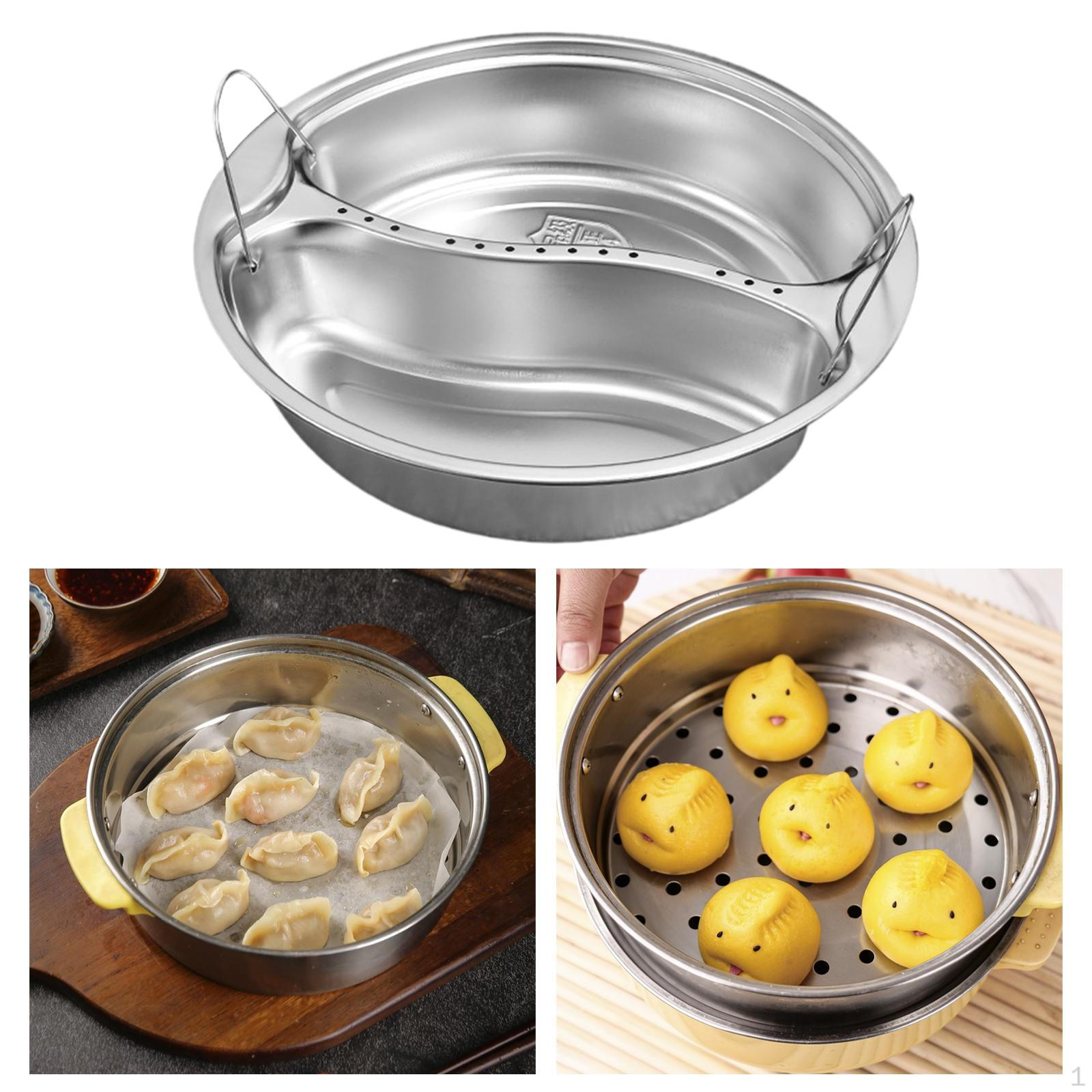 Divided Food Steamer Tray Cooker Pot Multiuse Easy to Clean Steaming Stackable Round Medium