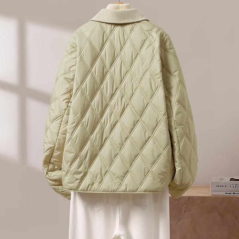 Women's Diamond Quilted Lapel Cotton Padded Jacket