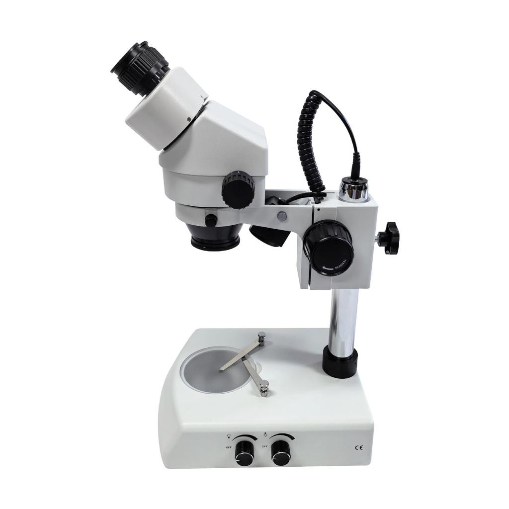 Desktop Stereo Microscope with Side-Opening Binoculars for Jewelry, Watch Repair, Circuit Boards, and Stone Setting.