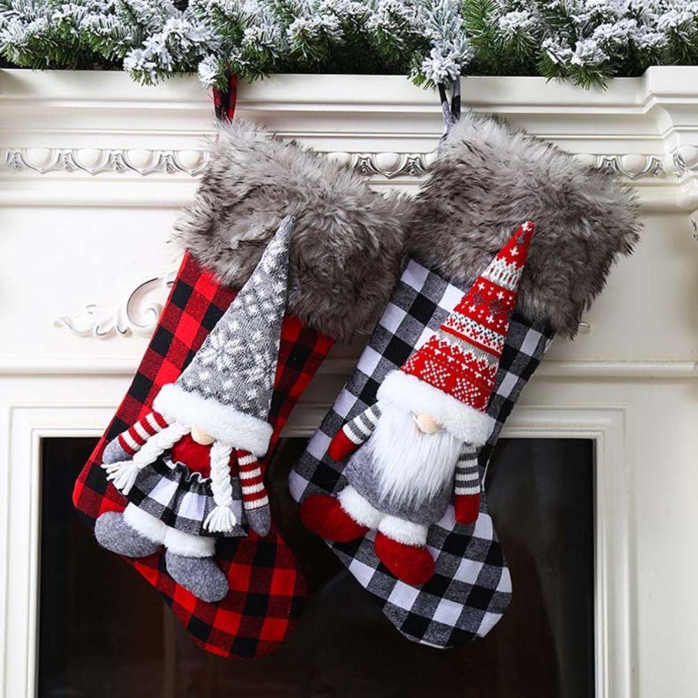 Large Size Dwarf Christmas Stockings Three-dimensional Doll Christmas Tree Pendant Gift Bag Candy
