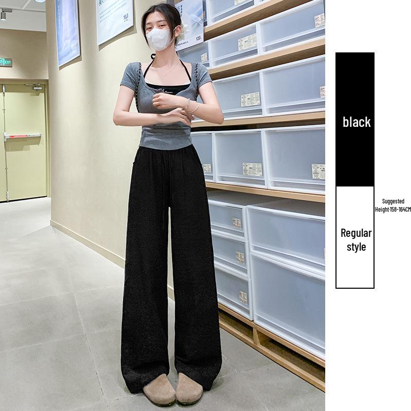 Women's White Linen High-Waisted Wide-Leg Pants - Spring Style, Drapey, Sun Protection, Cotton-Blend Casuals