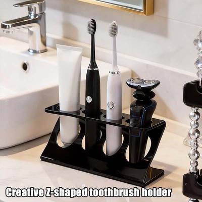 Z Shaped Vanity Organizer Electric Toothbrush Holder Non Slip Bathroom Storage Rack for Toothpaste and Brushes Home