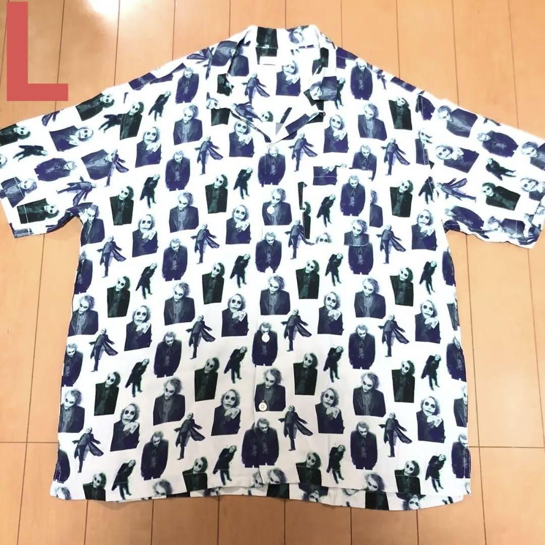 

[USED] graniph Batman Joker Open Collar Short Sleeve Shirt, Size L, Men s, White, All-Over Print