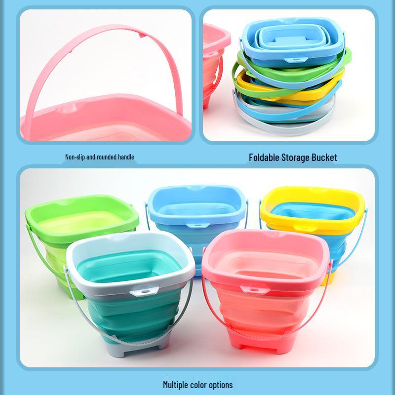 Foldable Multi-functional Sand & Water Bucket: Children's Outdoor Beach and Fishing Toy with Portable Storage