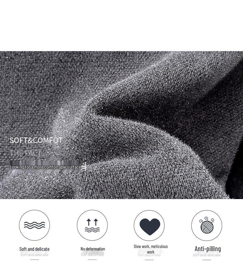 Men's Thickened Mink Wool Knit Sweater - Autumn/Winter Warm Base Layer, Round Neck.