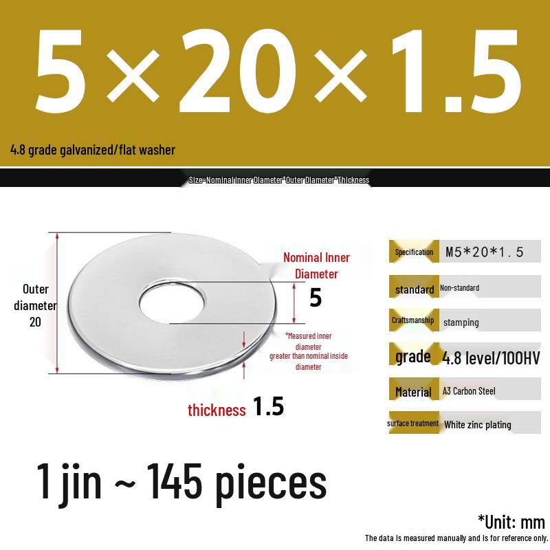 Galvanized Extra Thick Flat Iron Washer, M3-M62