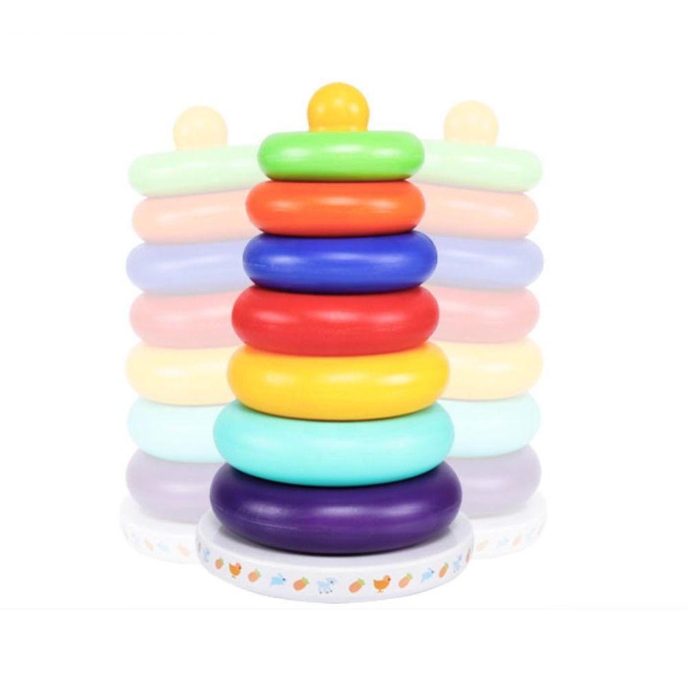Rainbow Tower Stacking Rings Babies Toy Sensory Stacking Plugging Toy  Develop Cognition Ability