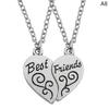 2Pcs Ins Style Heart Rainbow Stitching Necklace  Pendant Alloy Clavicle Chain For Children Best Friend Jewelry Gifts