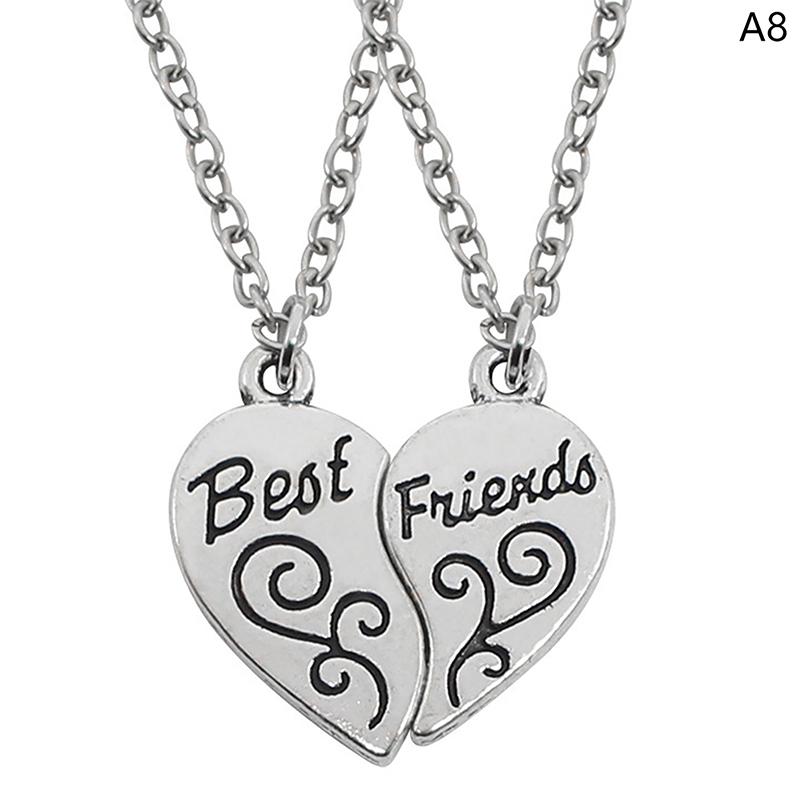 2Pcs Ins Style Heart Rainbow Stitching Necklace  Pendant Alloy Clavicle Chain For Children Best Friend Jewelry Gifts