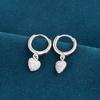 Korean Rhinestone Heart Ear Cuff 925 Sterling Silver Earrings for Women