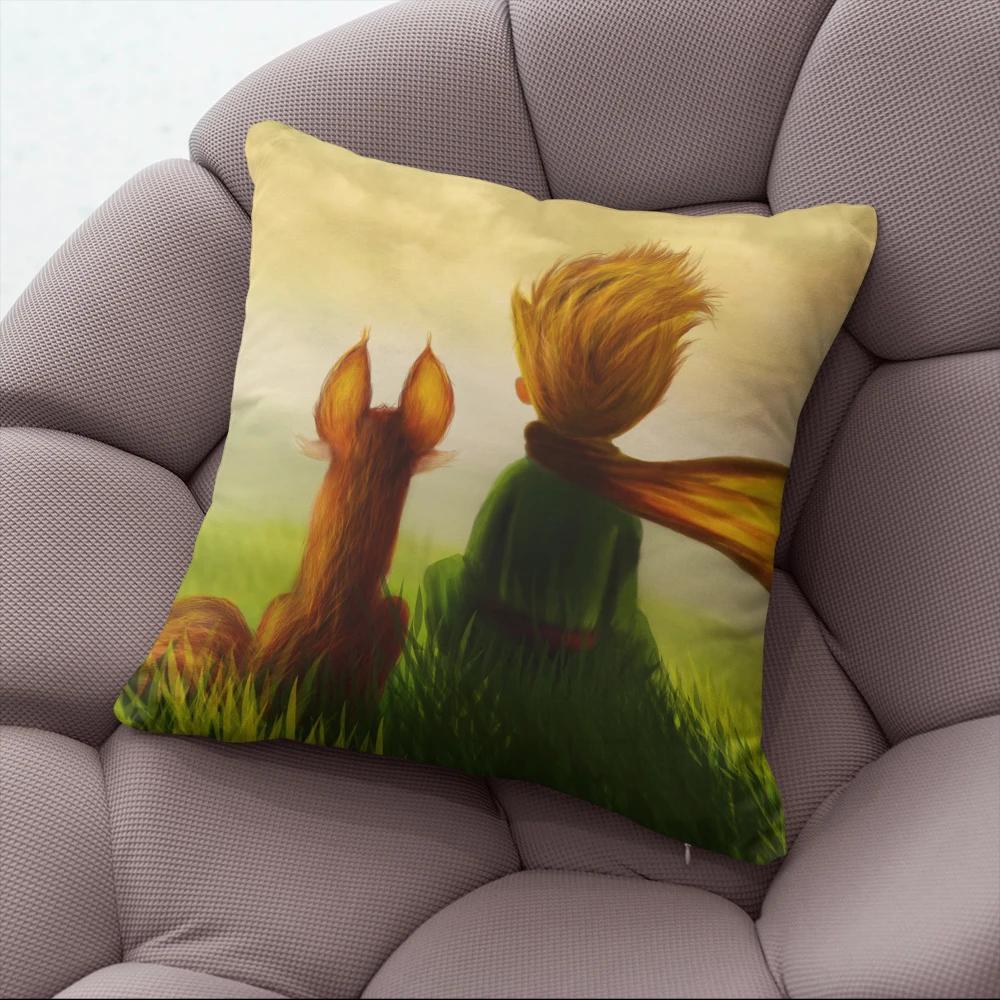 

x Короткий плюш Принт Маленький принц Мультяшная наволочка Спальня Диван Кресло Автомобиль Подушка для талии Чехол Наволочка для подушки для дома вечеринки 30x30cm белый