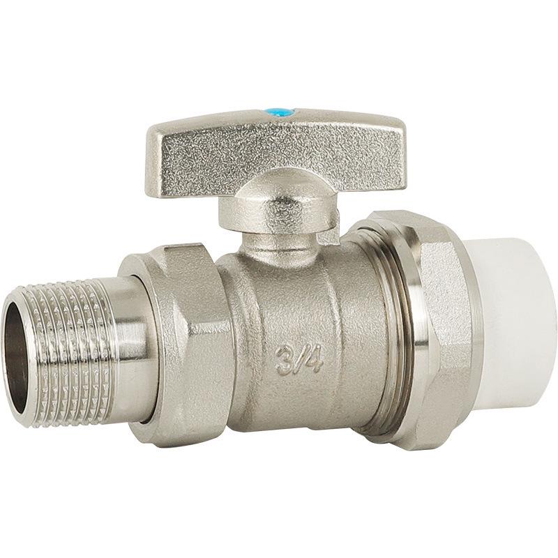 All-Copper PPR Male Thread Double Union Ball Valve for Water Pipes - Compatible with 4, 6, 20, 25, and 32 Points.