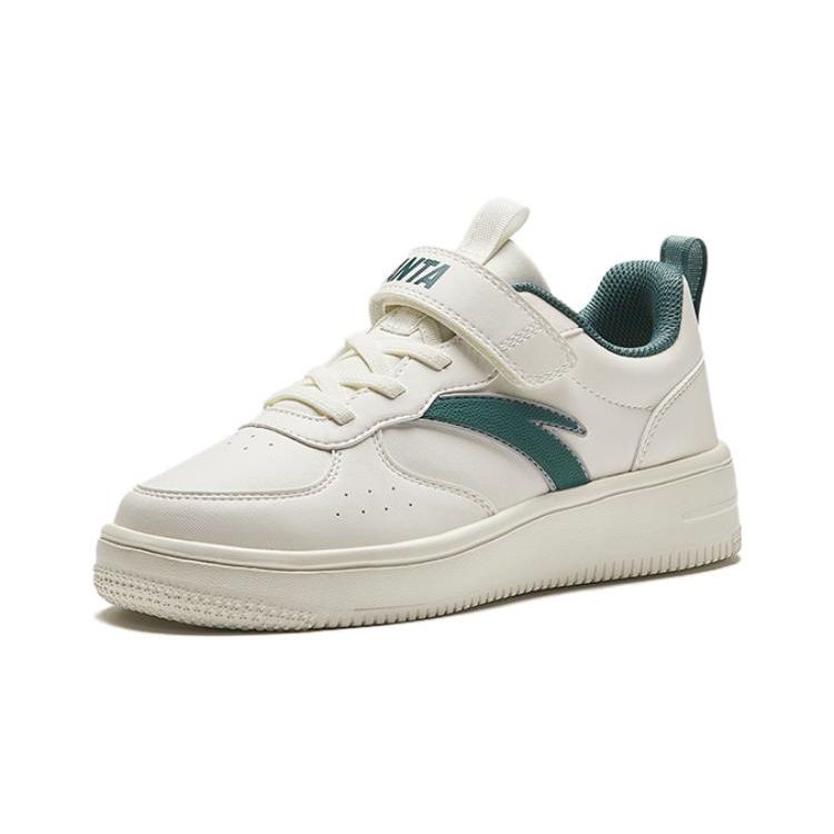 Anta Comfortable Versatile Casual Non-Slip Shock Absorbing Wear-Resistant Breathable Low-Top Kids Skate Shoes Kids Sneakers White Green A312348031-1