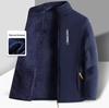Plus Size Men's Outdoor Jacket - Thickened Velvet Lining, Solid Color, Autumn/Winter Casual Fleece