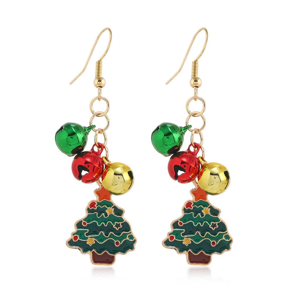 Party Christmas Earrings With Snowflake Bell For Women Holiday Accessory Gift