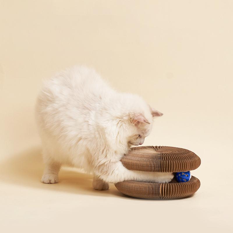 New Magic Cat Scratch Organ Board Cat Toy with Ball Grinding Claw Cat Climbing Frame Kitten Round Corrugated Toy