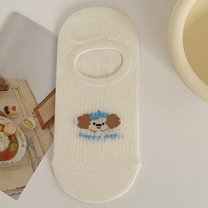 Female Summer Thin Cute Puppy Mesh Does Not Fall Off with A Low Top Shallow Mouth Invisible Socks