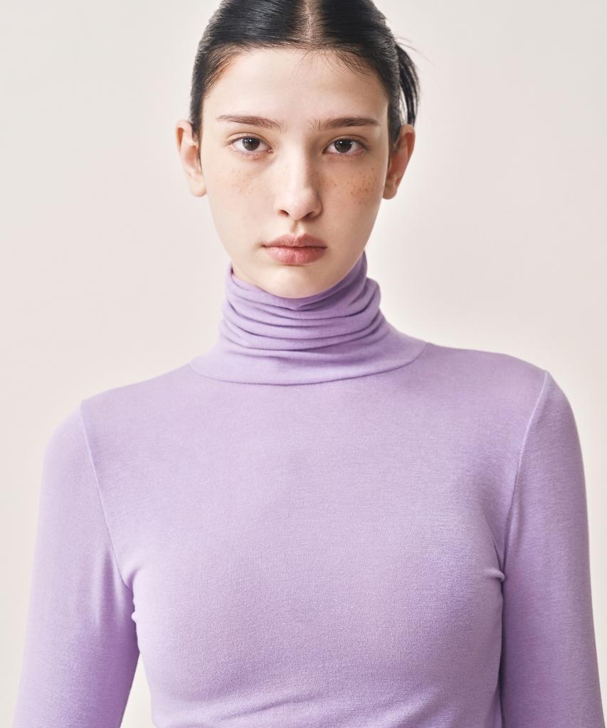 Nigaennikol [Essential] Minimal Slim Turtleneck Top_Purple