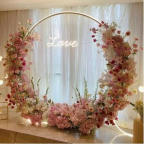 Round Balloon Arch Stand for Outdoor Wedding Celebrations - Wrought Iron Ring Decoration in Stock