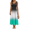 Ladies' gradient printed summer casual and fashionable sleeveless long dress