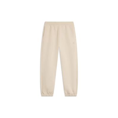 China Culture Series Solid Color Cuffed Loose Knit Sweatpants Women Bottoms Mist-Khaki AKLT906-1