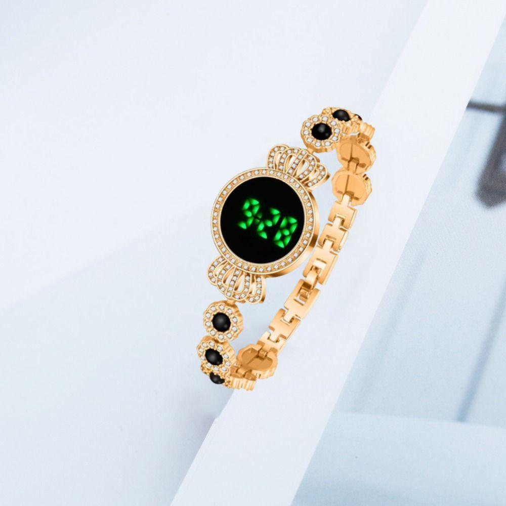 Retro Touch Digital Wrist Watches Elegant Rhinestone Wristwatch Ladies Business Watches Women
