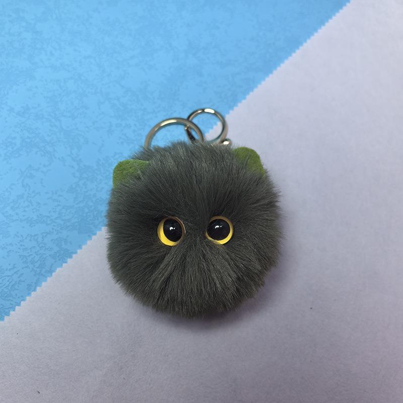 

Cute Animal Pom Poms Keychain Creative Fluffy Stuffed Blush Cat Key Chain Handbag Car Keyring Charm Jewelry Gift for Women Girls