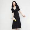 French Hepburn Style Floral Lace Midi Dress