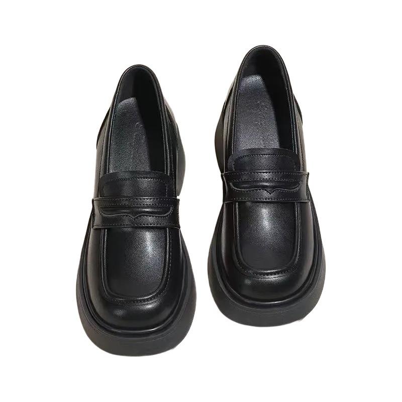 Showing Feet Retro British Small Leather Shoes Flat-soled Spring and Autumn New Soft-soled Single Shoes