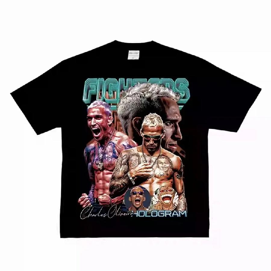 

Charles Oliveira Boxing Fighting T-Shirt Men Summer Fashion Trend Short Sleeve Loose and Comfortable Cotton Mens and Women s Top XXXXXL чорний