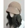 Japanese Style Artistic Autumn and Winter Warm Knitted Pile Hat  Loose Face Covering Woolen Hat for Women