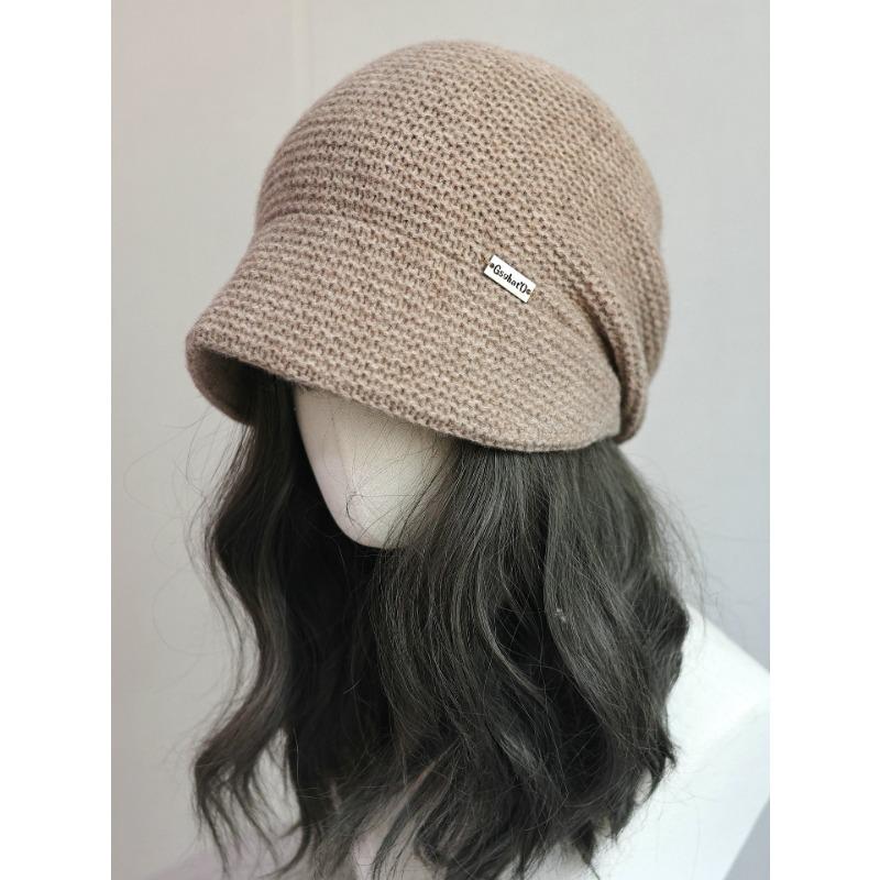 Japanese Style Artistic Autumn and Winter Warm Knitted Pile Hat  Loose Face Covering Woolen Hat for Women