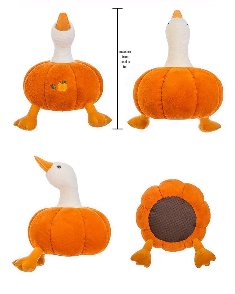 Large Pumpkin Goose Plush Pillow - Cute and Funny White Goose Duck Toy