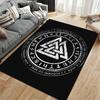 Area Rug, Viking Valknut Distressed White Black Rune Circle Warrior Poster, Living Room Decor, Non-Slip Mat