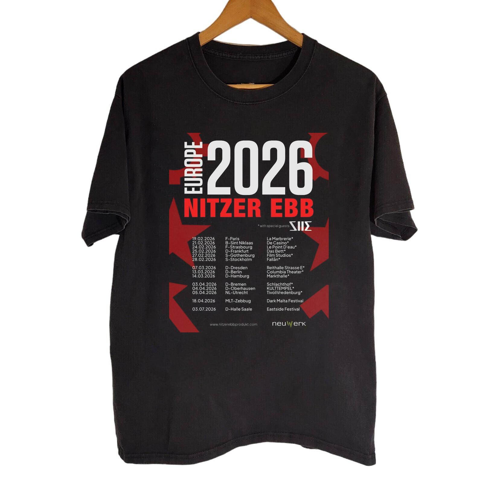 Nitzer Ebb EUROPE 2026 Black Cotton Tee Shirt Full size S-5XL MI675 XL