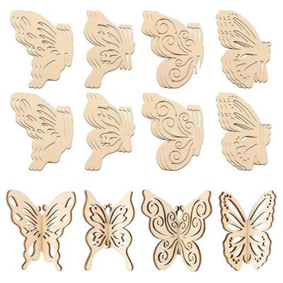 12 buc Ouă de Paște DIY Meșteșuguri din Lemn Stele 3D Fluture Pictabile Felii de Lemn Neterminate Ornamente de Birou Handmade Decor de Sărbătoare