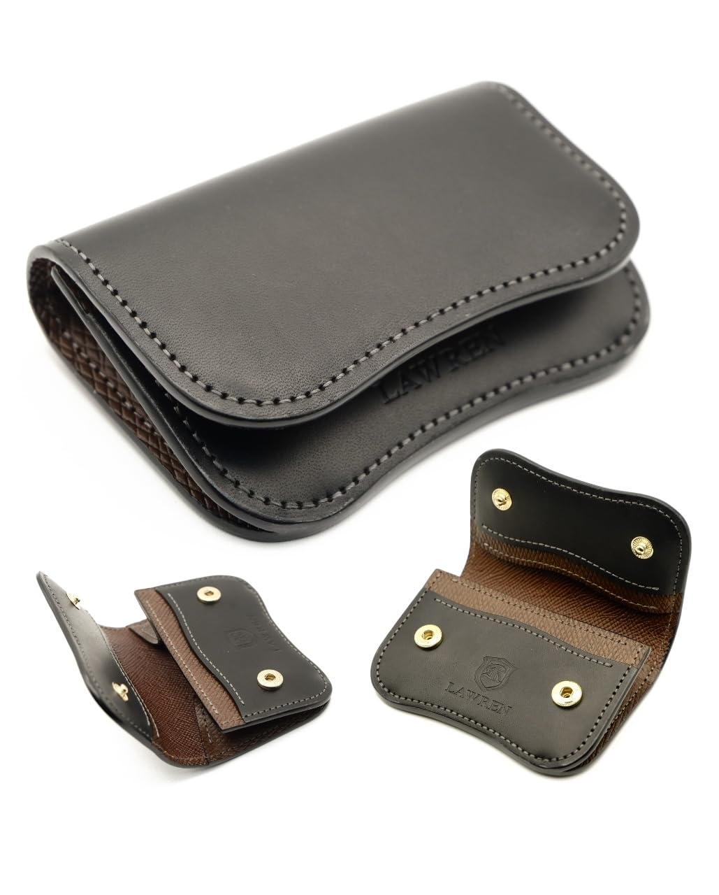 

LAWREN Coin Card Genuine Italian Buttero Purse, Case, Wallet, Leather, Leather, (Black) чорний