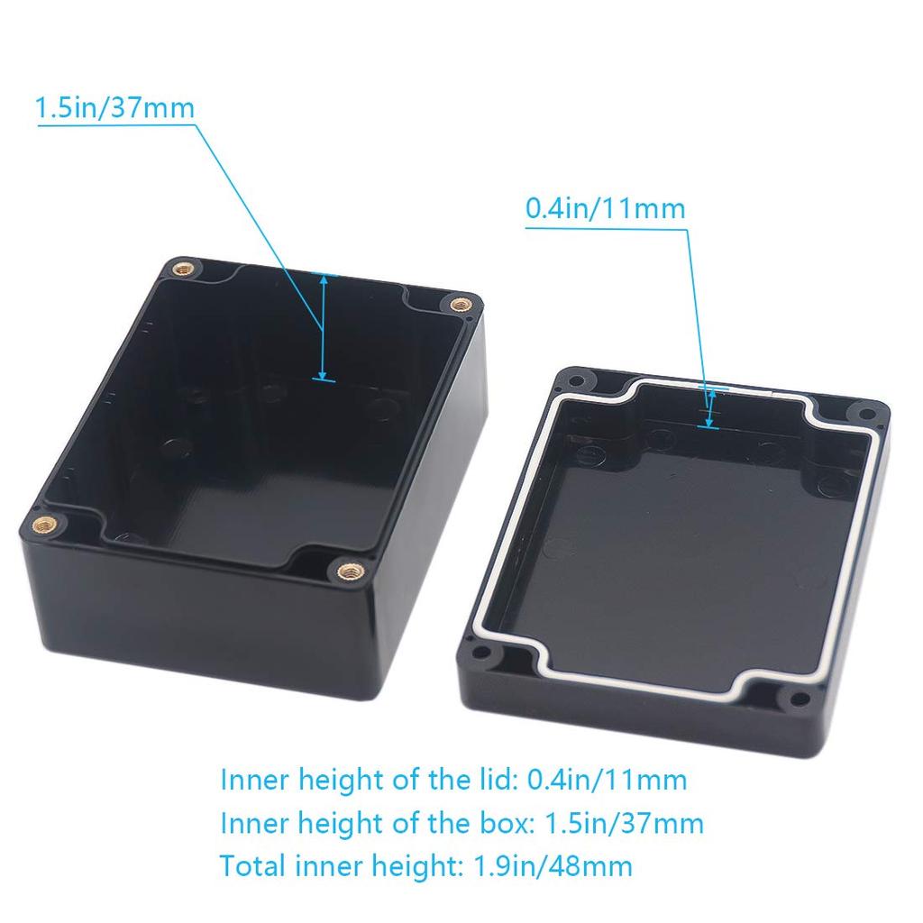 Junction Box, Zulkit Project Box IP65 Waterproof Outdoor Box ABS Plastic Electrical Boxes Electronic Enclosure Black 4.5 X 3.5 X 2.2 Inch(115 X 90 X