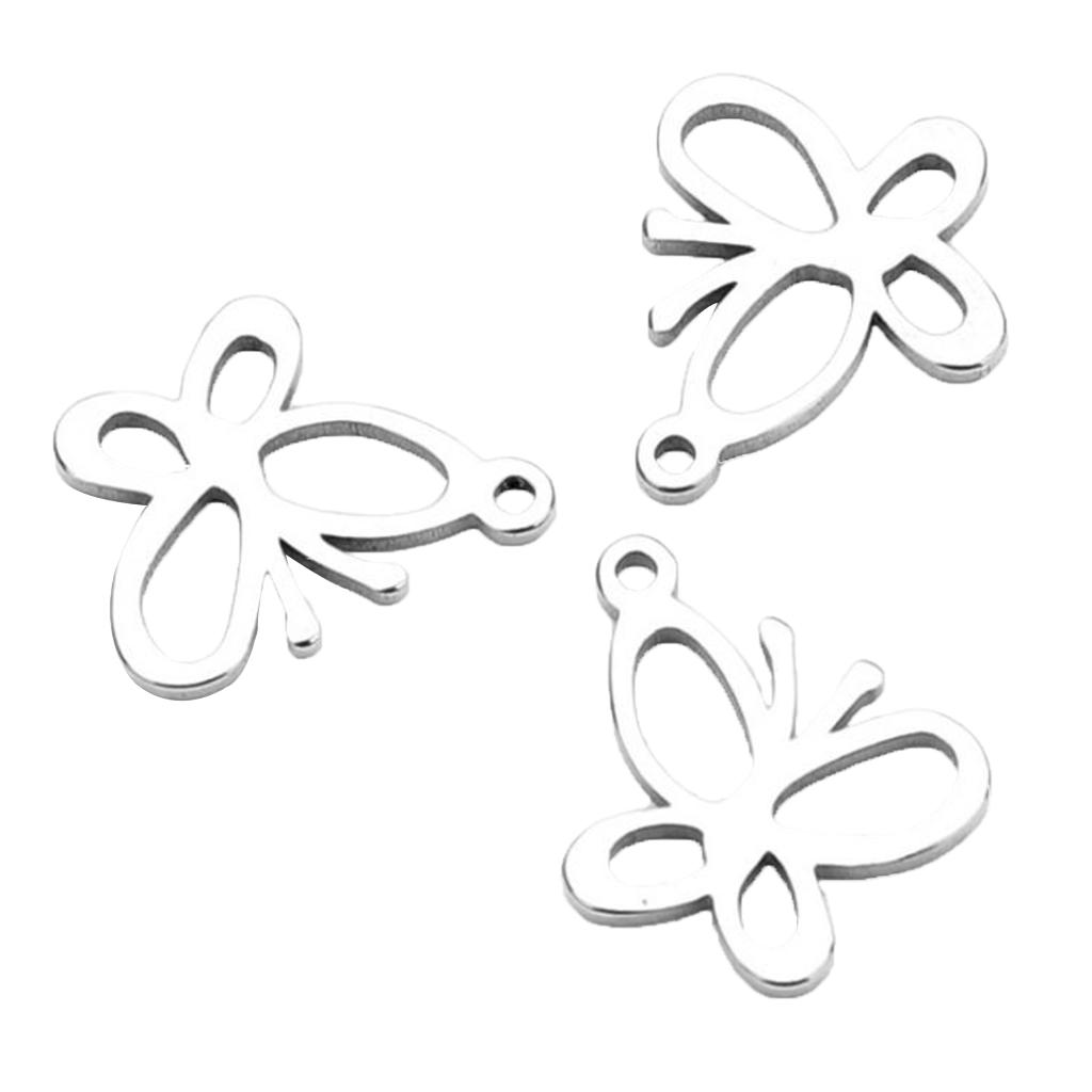 20Pcs Stainless Steel Butterfly Charms Pendants for Bracelets Earring DIY