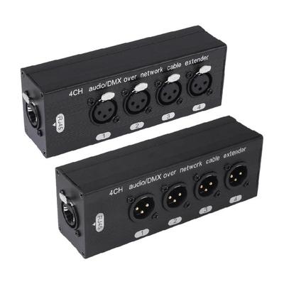 4 Channel XLR Port Replicator with Shielded CAT6 Internet Cable Connection Sound Splitter for Studio Equipment