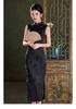 Black Sleeveless Jacquard Qipao: Retro, Elegant Spring/Summer Dress for Women